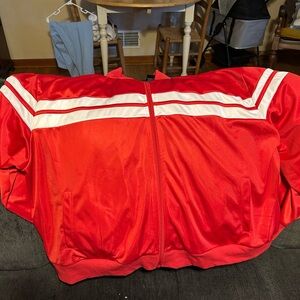 Ashley Stewart Red Track Jacket with White Accents